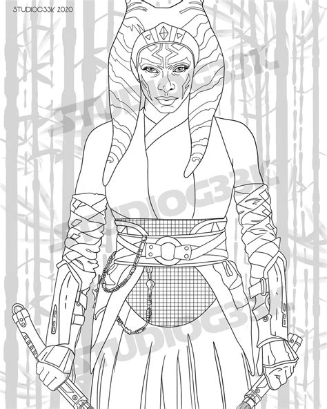 Ahsoka Tano Digital Download Printable Coloring Page Etsy