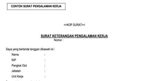 Contoh Surat Keterangan Pengalaman Kerja PPPK Tenaga Teknis Pemko Pekan Baru Sijori Kepri