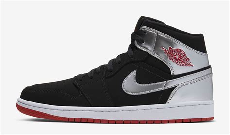 Air Jordan 1 Mid Black Silver Gym Red Available Now