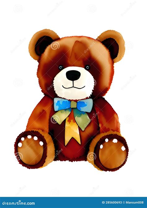 Cute Teddy Bear In Watercolor Style Ai Generated Stock Illustration