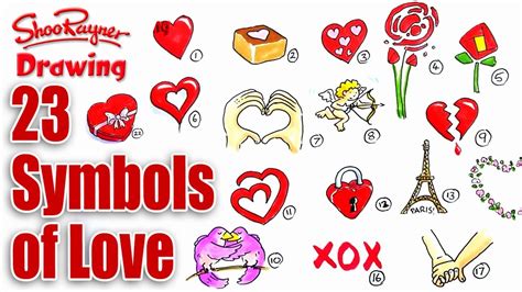 How To Draw 23 Symbols Of Love Youtube