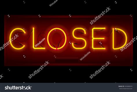 Closed Sign Realistic Neon Inscription Glowing Stock Vector Royalty