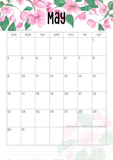 Cherry Blossoms 2021 Calendar Printable Pdf Cute Freebies For You