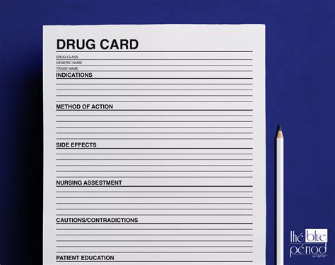 Printable Pharmacology Drug Card Template