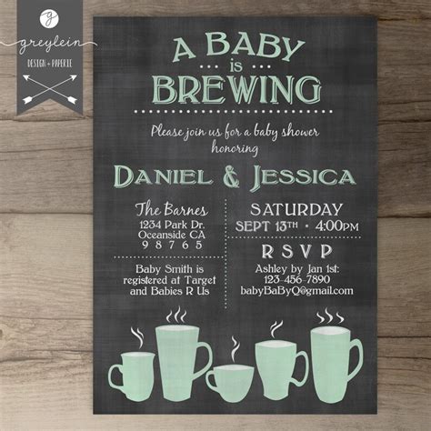 Baby Is Brewing Coffee Cups Baby Shower Brunch Invitation Etsy