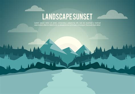 Landscape Sunset Illustration Vector Background - Download Free Vector