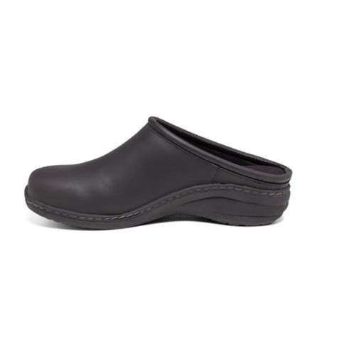 Aetrex Black Oiled Leather Robin Womens Comfort Casual Clogs Sr101