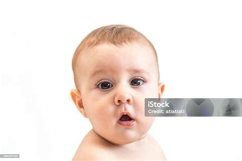 Confused Baby Boy Portraiture Isolated On White Stock Photo Download