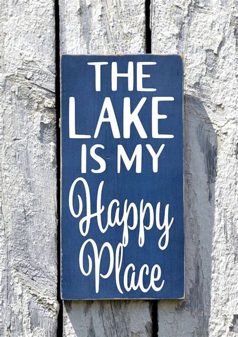 Lake House Decor Lakeside Sign The Lake Is My Happy Place Painted Wood
