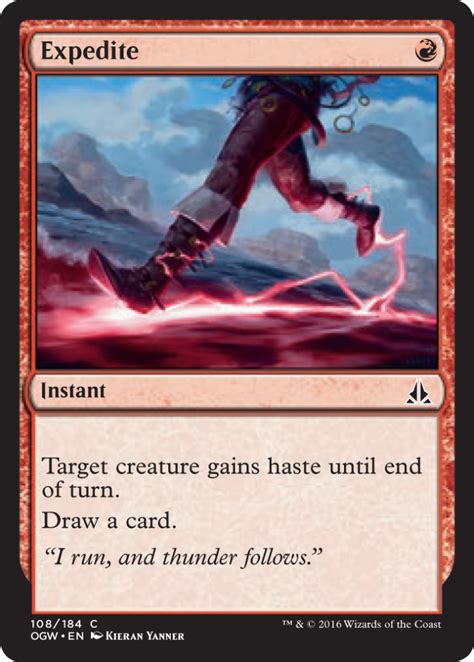 So probability of drawing a red face card out of #52# cards is #6/52=3/26#ans. MTG Salvation on Twitter: "OGW: Expedite, Instant R Target creature gains haste until end of ...
