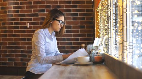 Young Beautiful Woman Working In Coffee Shop Stock Footage Sbv