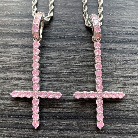 Light Pink Cross Necklace Lil Peep Chain Etsy