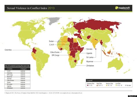 Sexual Violence In Conflict Index 2013 Shows Countries With An Extreme Risk Of Sexual Attack