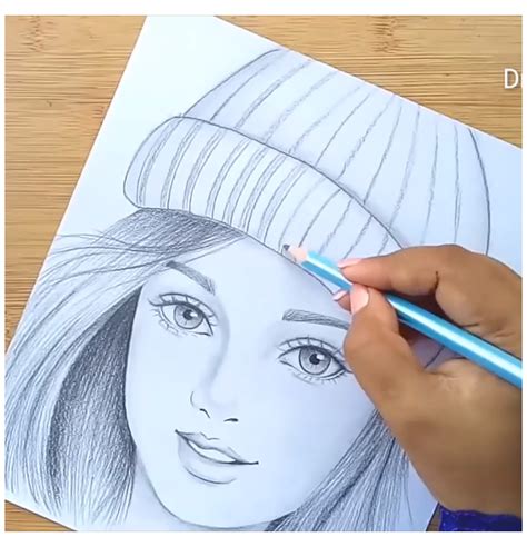How To Draw A Girl Wearing Winter Cap For Beginners Winter Cap