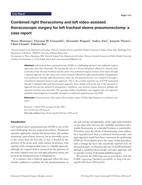 Pdf Combined Right Thoracotomy And Left Video Assisted Thoracoscopic