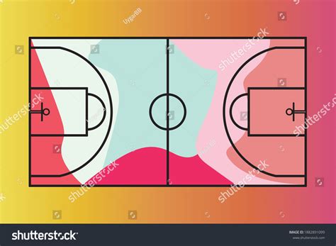 Colorful Basketball Court Vector Illustration Amorf Stock Vector