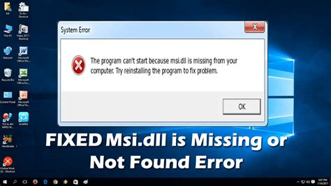 Solved Msidll Is Missing Or Not Found Error On Windows 108 And 7