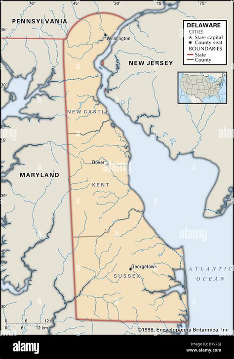 Political Map Of Delaware Stock Photo Alamy