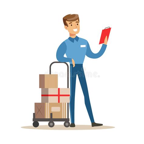 Delivery Man Leaning Package Stock Illustrations 20 Delivery Man