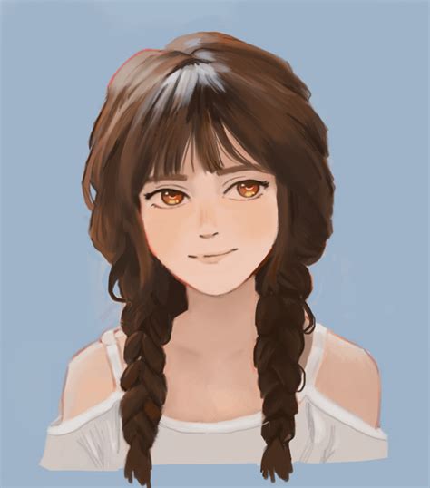 A Girl With Braids Animeart