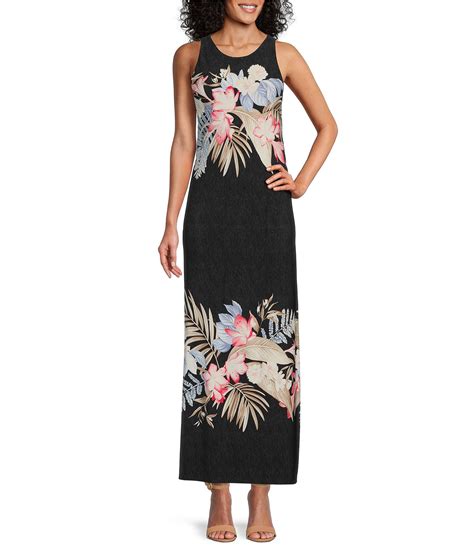 Tommy Bahama Floral Print Delicate Matte Jersey Sleeveless A Line Maxi