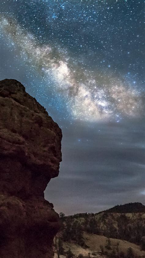 Milky Way Is Seen Among The Rocks Wallpaper Download 1080x1920