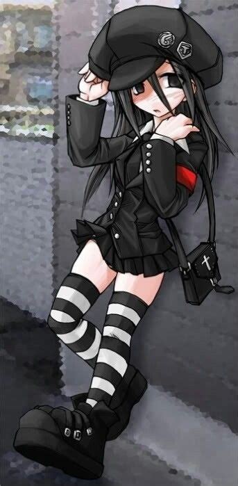 Cute Anime Girl Leaning Against A Wall Gothic Anime Anime Goth