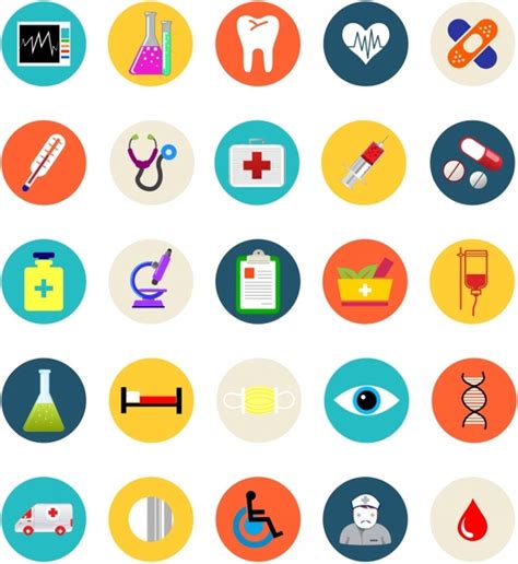 Medical And Healthcare Flat Icons Set Free Vector In Adobe Illustrator