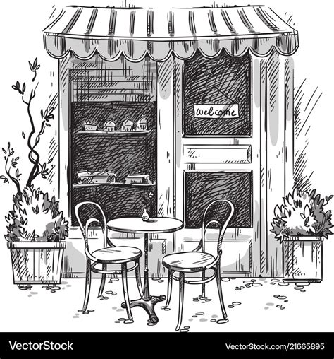 Little Cosy Cafe Sketch Royalty Free Vector Image