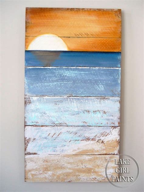 How To Paint Beach Art Lake Girl Paints How To Paint Beach Pallet
