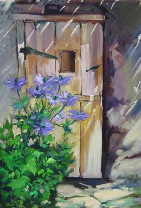 Maria Bertran Flowers By The Alpine Door Modern Impressionist Oil