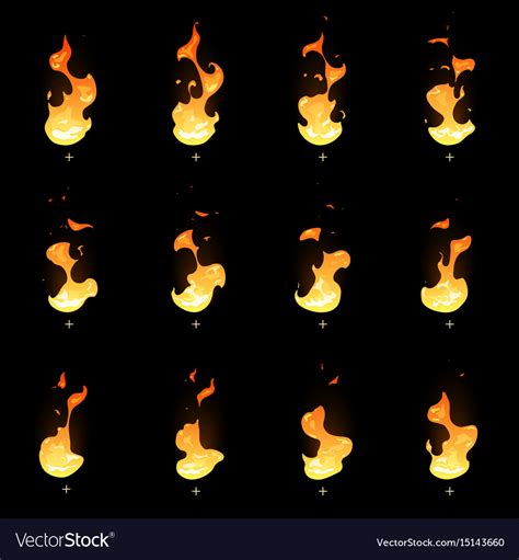 cartoon fire flame sheet sprite animation vector image sexiz pix