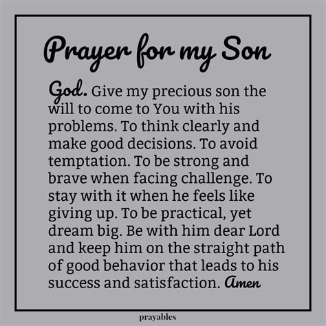 Prayer For My Son Prayables