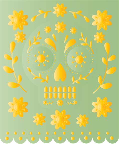 Day Of The Dead Petal Yellow Font For Mexican Bunting For Day Of The