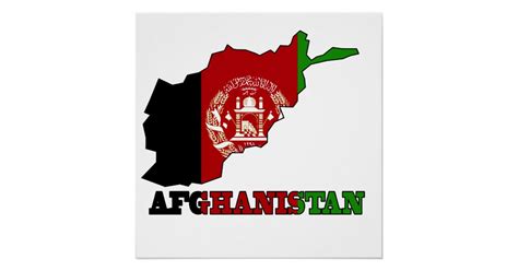 Flag In Map Of Afghanistan Poster