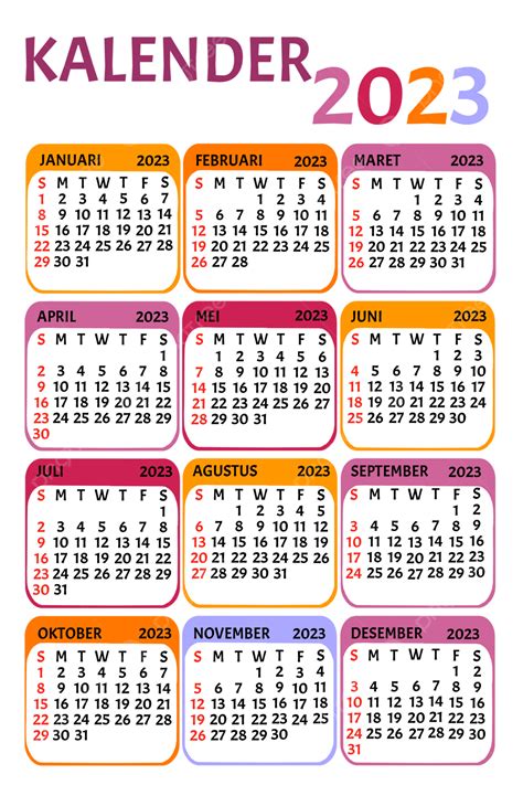 Lindo Calendario Colorido De 2023 Png Calendario Calendario De