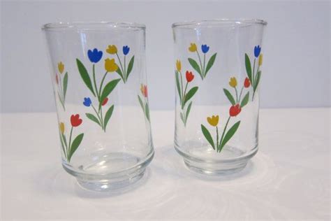 Libbey Juice Glasses With Tulips Etsy Juice Glasses Libbey Juice