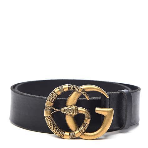 Gucci Calfskin Double G Snake Belt 85 34 Black 516509