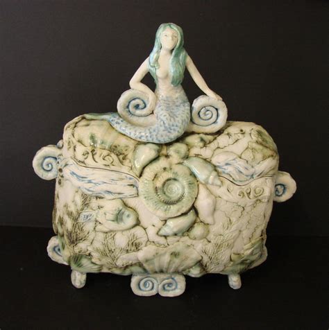 Ceramics And Pottery Mermaid Porcelain Box Original Art By Sheila