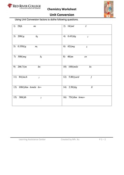 Unit Conversion Worksheet With Answers Printable Pdf Download