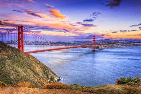San Francisco Sunset And The Golden Gate Bridge From Marin Headlands