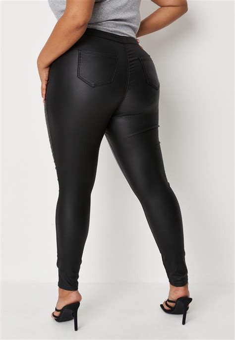 Plus Size Black Vice Coated Skinny Jeans Missguided