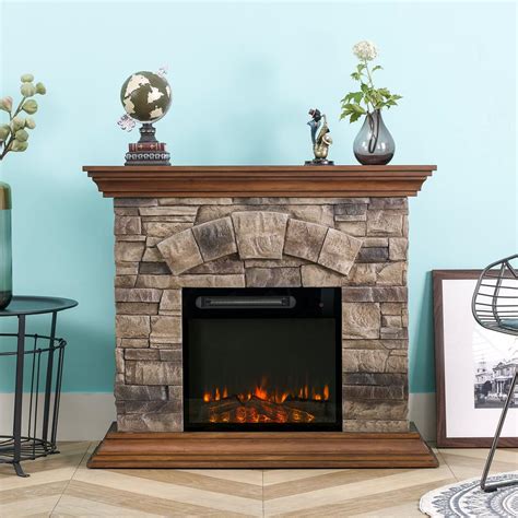 Unbranded 40 In Freestanding Electric Fireplace In Light Tan Ffp20133