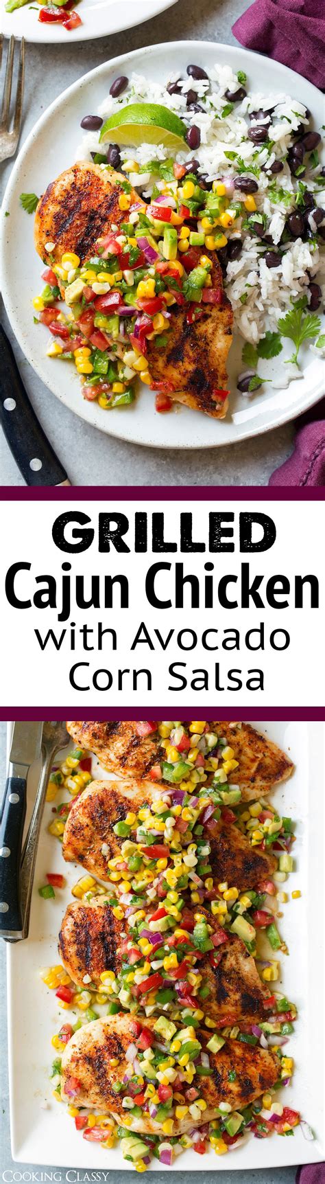 Grilled Cajun Chicken With Avocado Corn Salsa Cooking Classy With Images Avocado Corn