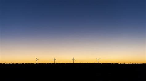 Minimalist Sunrise Landscape Windmills Digital Art 4k 41 Wallpaper