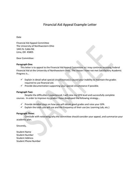 Financial Aid Petition Letter Collection Letter Template Collection