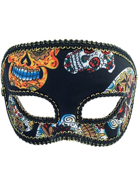 Day Of The Dead Skull Venetian Party Half Mask Costume Accessory Ebay