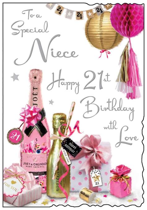 niece 21st birthday card pink and gold champagne with glitter foil 9x6 25 ebay