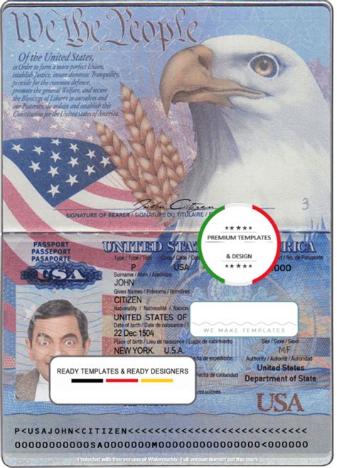 USA Passport Template In PSD Format Fully Editable With All Fonts
