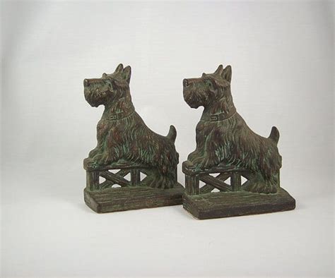 Vintage Scottie Dog Cast Iron Bookends Or Doorstops Etsy Scottie